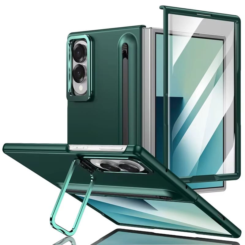 FRATO Z Fold 8 Series Green S Pen Holder Stand Case for Samsung Galaxy Z Fold 8 | Front Glass &amp; Camera Protection Cover