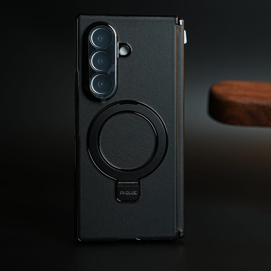 FRATO Z Fold 8 Series Leather Texture Case for Samsung Galaxy Z Fold 8 Ultra | Ring Stand &amp; Screen Protector