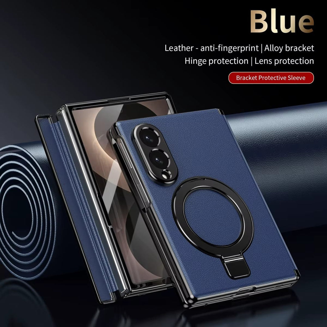 FRATO Z Fold 8 Series Leather Texture Magnetic Ring Stand Case for Samsung Galaxy Z Fold 8 | Front Glass Cover