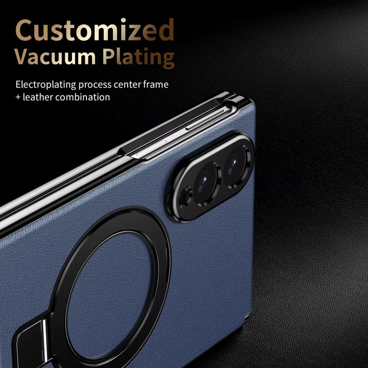 FRATO Z Fold 8 Series Leather Texture Magnetic Ring Stand Case for Samsung Galaxy Z Fold 8 | Front Glass Cover