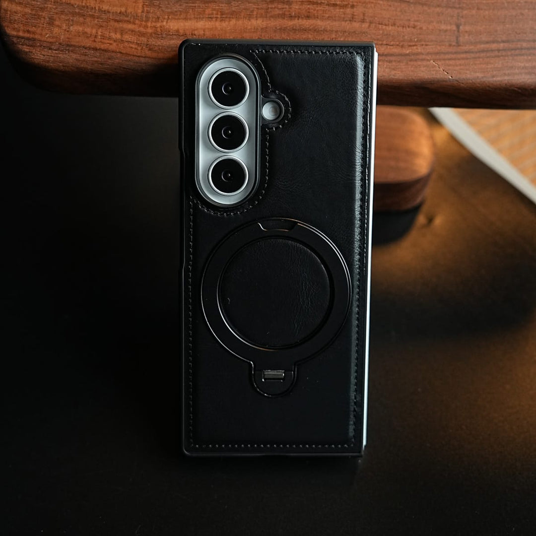 FRATO Z Fold 8 Series Leather Texture Stitched Case for Galaxy Z Fold 8 Ultra | Foldable Ring Stand