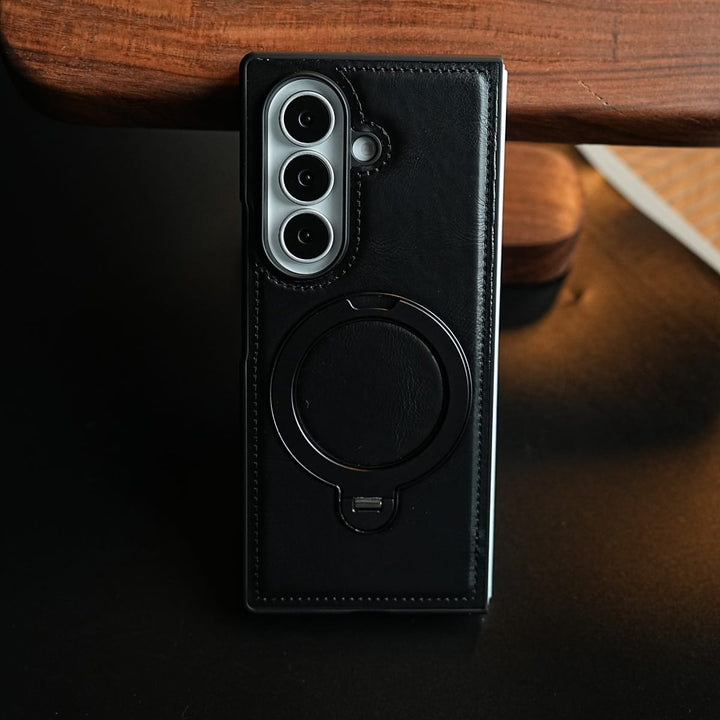 FRATO Z Fold 8 Series Leather Texture Stitched Case for Galaxy Z Fold 8 Ultra | Foldable Ring Stand