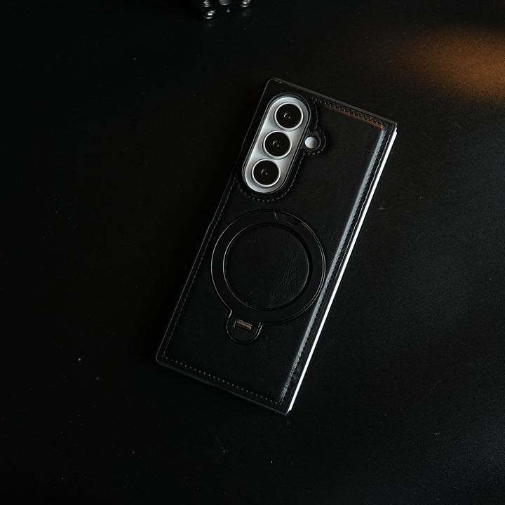 FRATO Z Fold 8 Series Leather Texture Stitched Case for Galaxy Z Fold 8 Ultra | Foldable Ring Stand