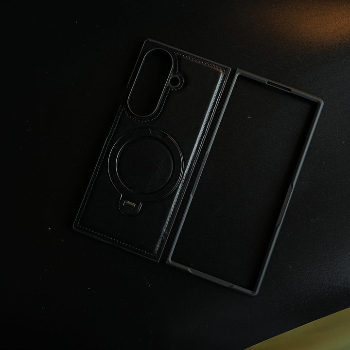 FRATO Z Fold 8 Series Leather Texture Stitched Case for Galaxy Z Fold 8 Ultra | Foldable Ring Stand