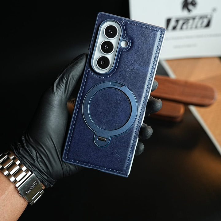 FRATO Z Fold 8 Series Leather Texture Stitched Case for Galaxy Z Fold 8 Ultra | Foldable Ring Stand