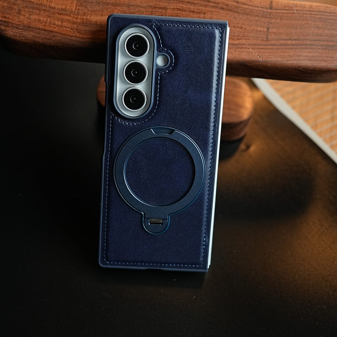 FRATO Z Fold 8 Series Leather Texture Stitched Case for Galaxy Z Fold 8 Ultra | Foldable Ring Stand