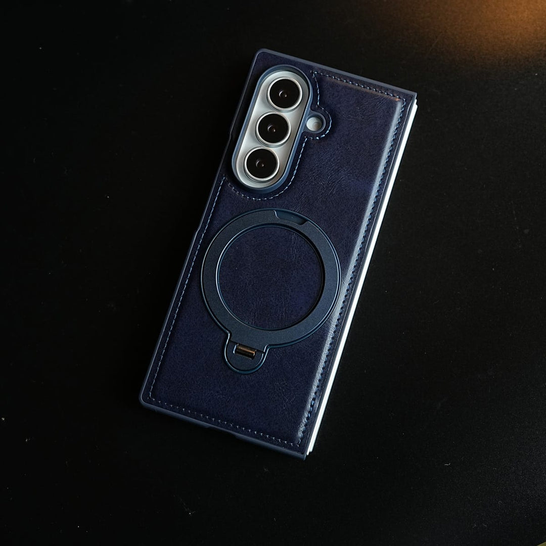 FRATO Z Fold 8 Series Leather Texture Stitched Case for Galaxy Z Fold 8 Ultra | Foldable Ring Stand