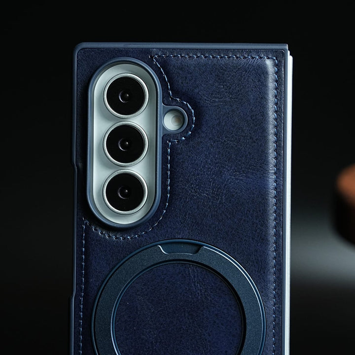 FRATO Z Fold 8 Series Leather Texture Stitched Case for Galaxy Z Fold 8 Ultra | Foldable Ring Stand