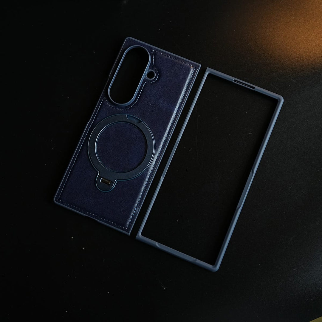 FRATO Z Fold 8 Series Leather Texture Stitched Case for Galaxy Z Fold 8 Ultra | Foldable Ring Stand