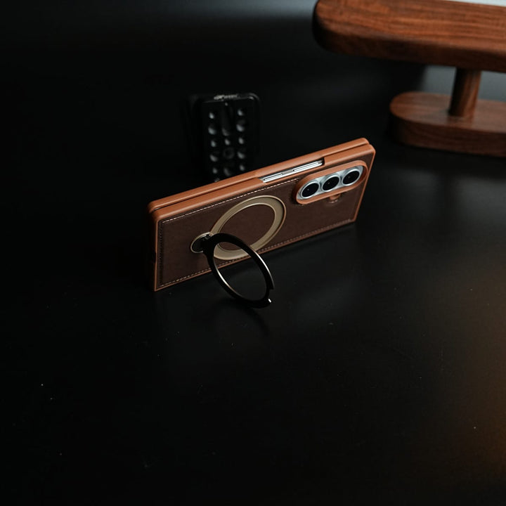 FRATO Z Fold 8 Series Leather Texture Stitched Case for Galaxy Z Fold 8 Ultra | Foldable Ring Stand