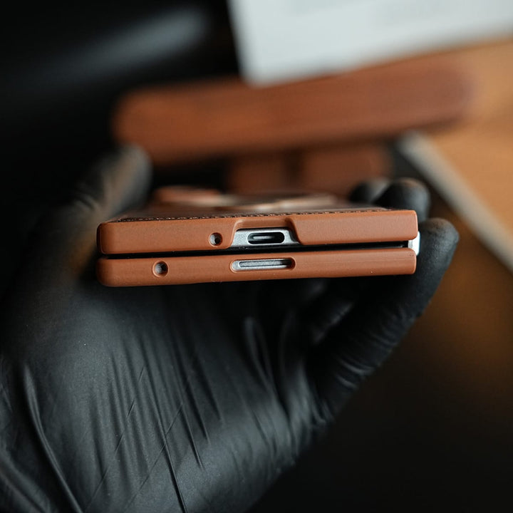 FRATO Z Fold 8 Series Leather Texture Stitched Case for Galaxy Z Fold 8 Ultra | Foldable Ring Stand