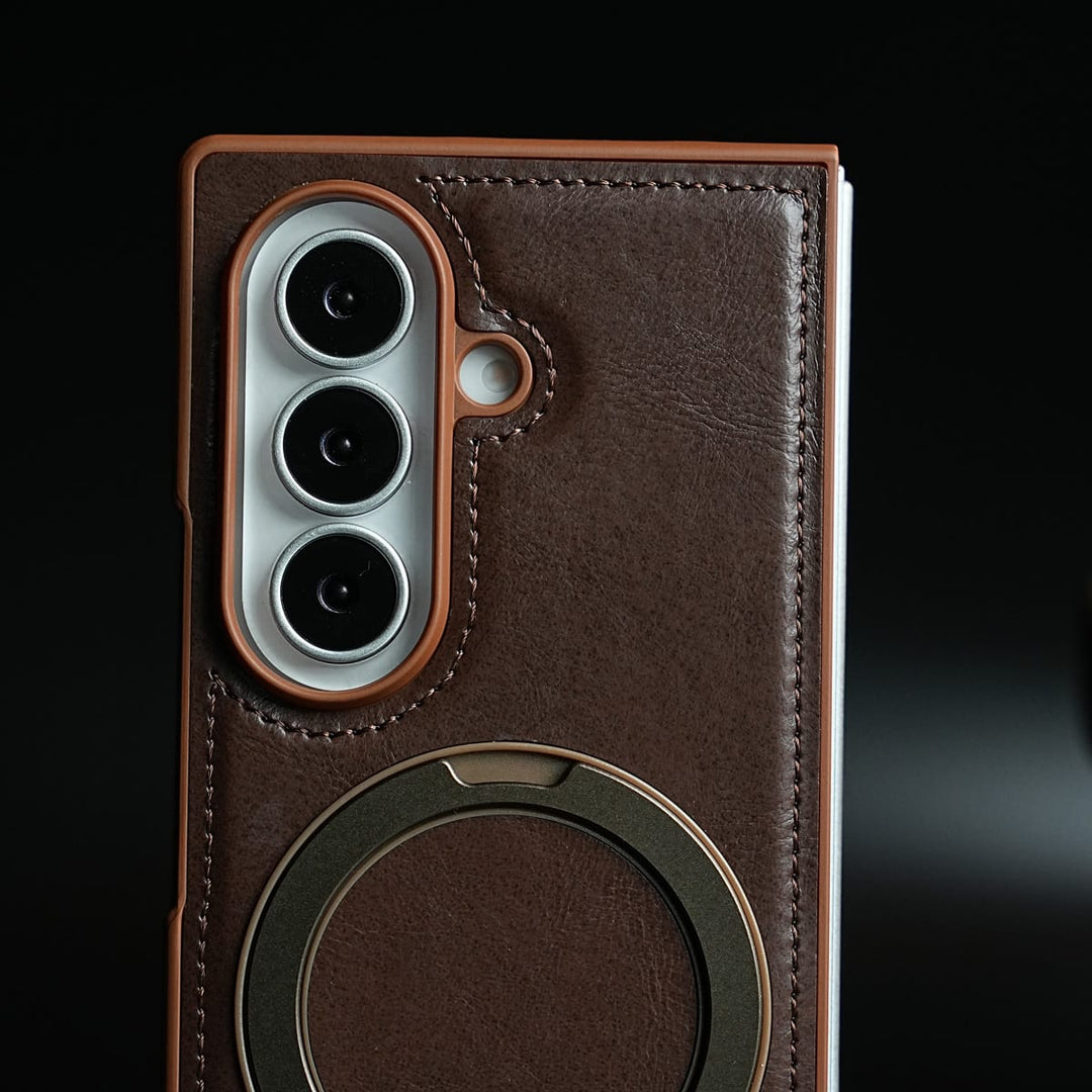 FRATO Z Fold 8 Series Leather Texture Stitched Case for Galaxy Z Fold 8 Ultra | Foldable Ring Stand