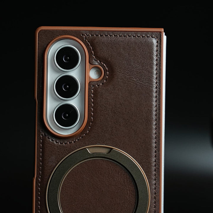 FRATO Z Fold 8 Series Leather Texture Stitched Case for Galaxy Z Fold 8 Ultra | Foldable Ring Stand