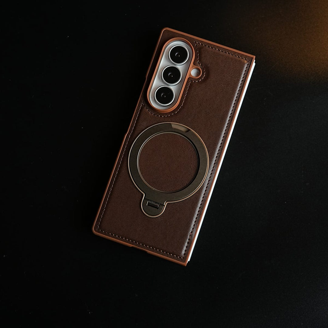 FRATO Z Fold 8 Series Leather Texture Stitched Case for Galaxy Z Fold 8 Ultra | Foldable Ring Stand