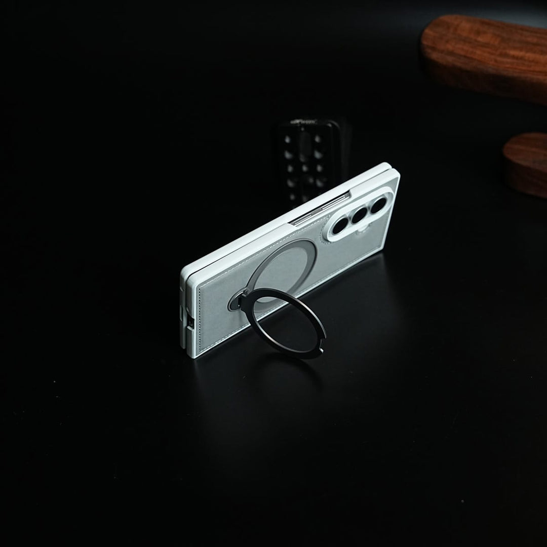 FRATO Z Fold 8 Series Leather Texture Stitched Case for Galaxy Z Fold 8 Ultra | Foldable Ring Stand