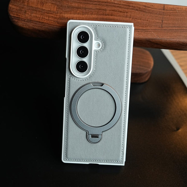 FRATO Z Fold 8 Series Leather Texture Stitched Case for Galaxy Z Fold 8 Ultra | Foldable Ring Stand