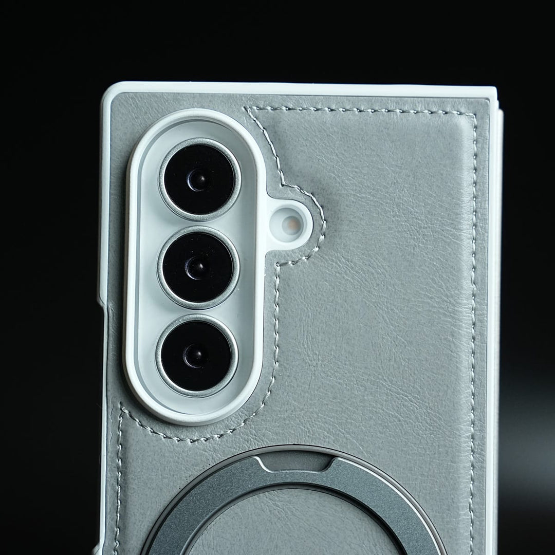 FRATO Z Fold 8 Series Leather Texture Stitched Case for Galaxy Z Fold 8 Ultra | Foldable Ring Stand