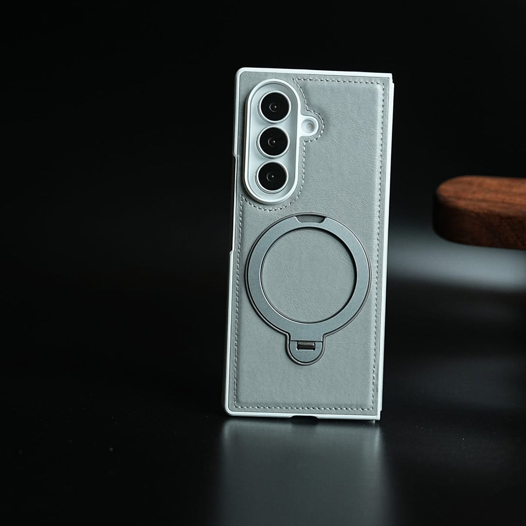 FRATO Z Fold 8 Series Leather Texture Stitched Case for Galaxy Z Fold 8 Ultra | Foldable Ring Stand