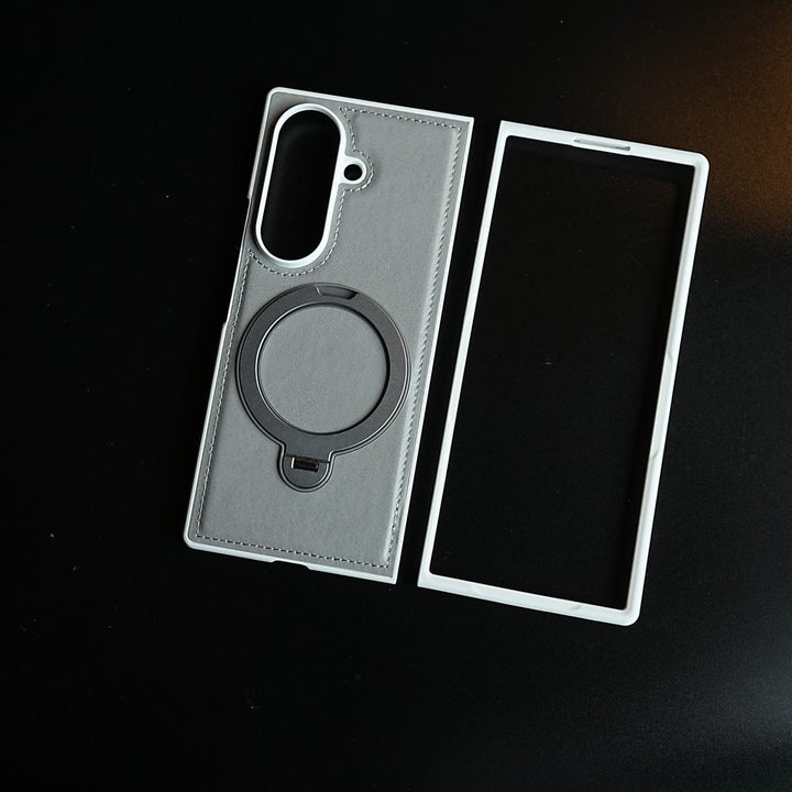 FRATO Z Fold 8 Series Leather Texture Stitched Case for Galaxy Z Fold 8 Ultra | Foldable Ring Stand