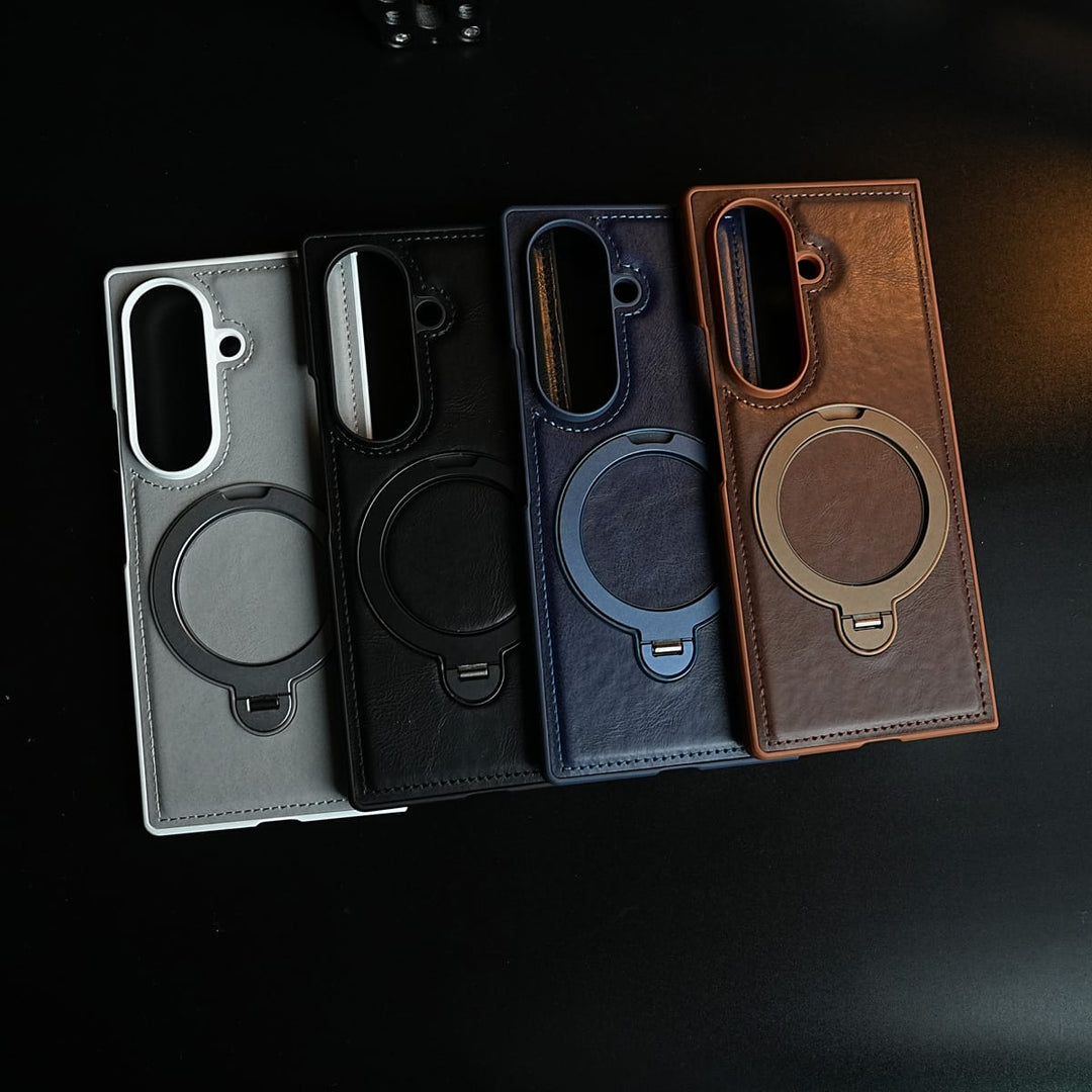 FRATO Z Fold 8 Series Leather Texture Stitched Case for Galaxy Z Fold 8 Ultra | Foldable Ring Stand