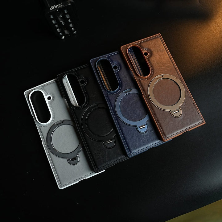 FRATO Z Fold 8 Series Leather Texture Stitched Case for Galaxy Z Fold 8 Ultra | Foldable Ring Stand