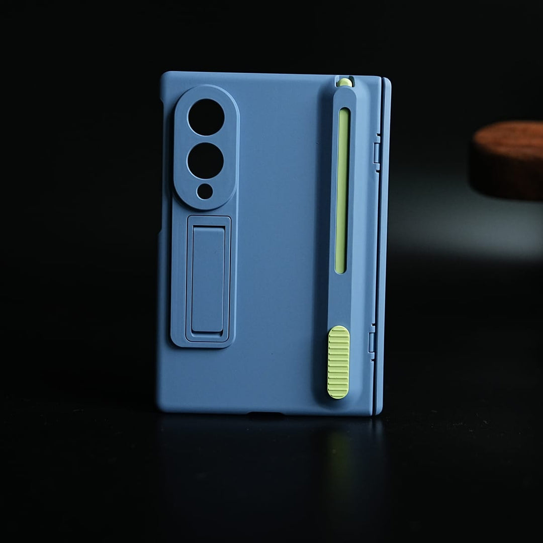 FRATO Z Fold 8 Series Light Blue PushUP S Pen Holder Case for Galaxy Z Fold 8 with Front Glass Protection