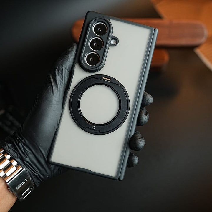 FRATO Z Fold 8 Series Magnetic Frosted Armor Case for Samsung Galaxy Z fold 8 Ultra | Rotating Metal Stand