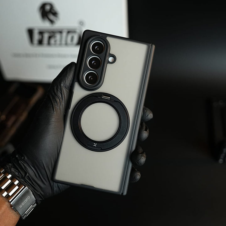 FRATO Z Fold 8 Series Magnetic Frosted Armor Case for Samsung Galaxy Z fold 8 Ultra | Rotating Metal Stand