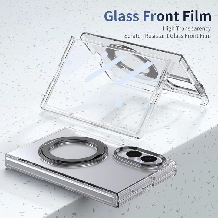 FRATO Z Fold 8 Series Magnetic Ring Stand Clear Case for Samsung Galaxy Z Fold 8 | Built-In Front Glass