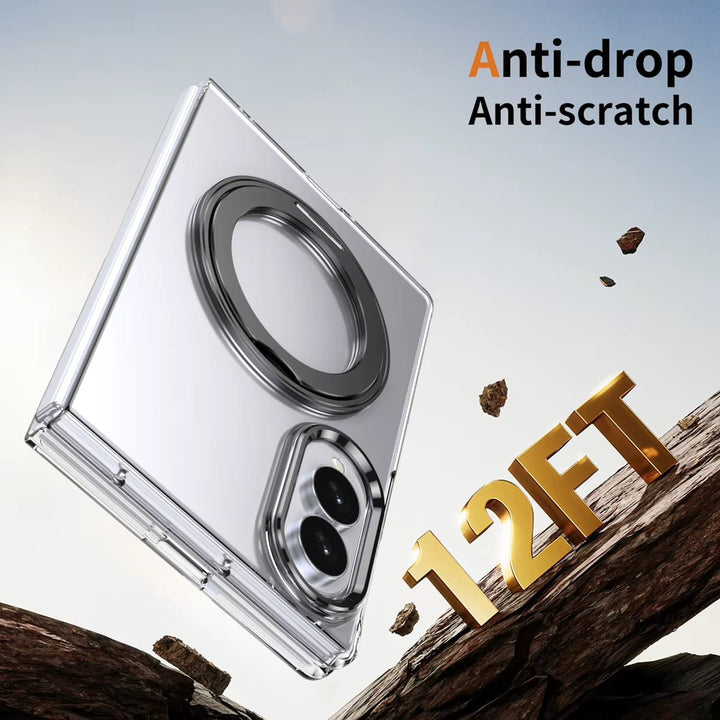 FRATO Z Fold 8 Series Magnetic Ring Stand Clear Case for Samsung Galaxy Z Fold 8 | Built-In Front Glass