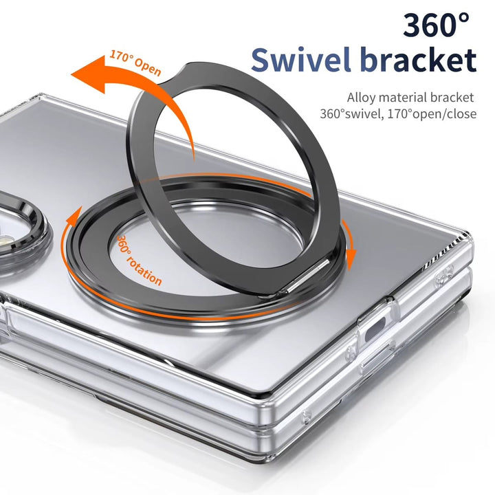 FRATO Z Fold 8 Series Magnetic Ring Stand Clear Case for Samsung Galaxy Z Fold 8 | Built-In Front Glass