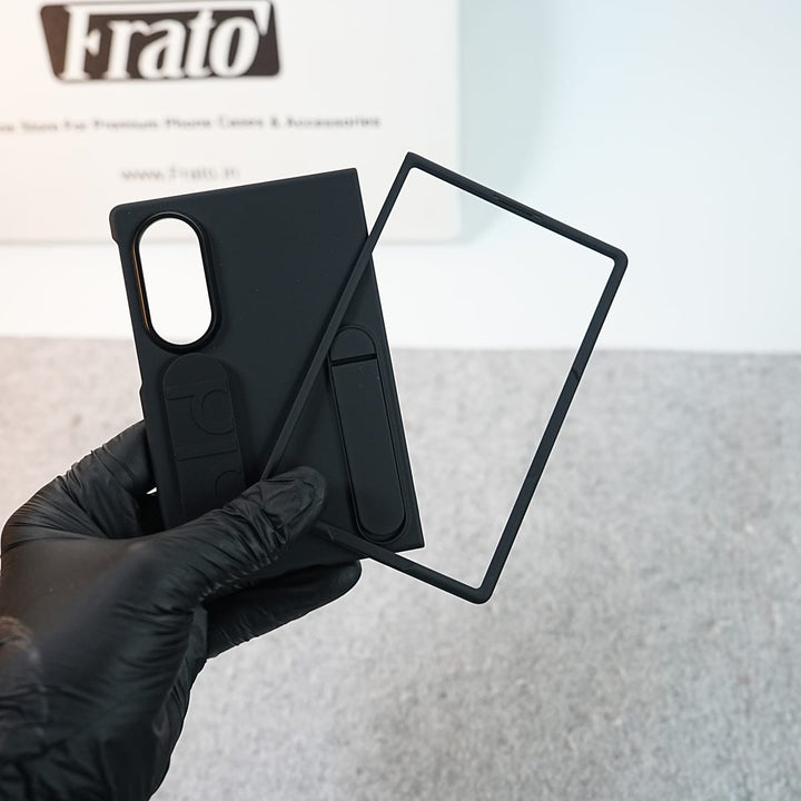 FRATO Z Fold 8 Series Matte Silicone Wrist Strap Case For Samsung Galaxy Z Fold 8 | Built in Kick Stand