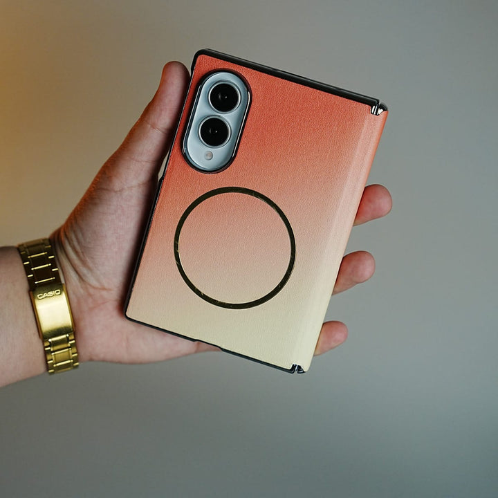 FRATO Z Fold 8 Series Orange Gradient Magnetic Case for Galaxy Z Fold 8 | Hinge Protection &amp; Built-In Front Glass