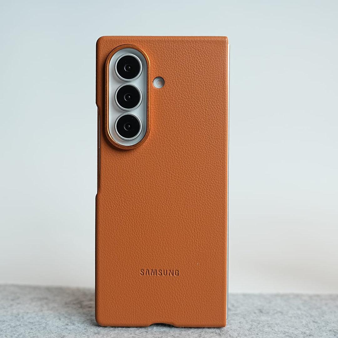 FRATO Z Fold 8 Series Orange Premium Leather Texture Protective Case For Galaxy Z Fold 8 Ultra | Front Frame &amp; Raised Camera Frame