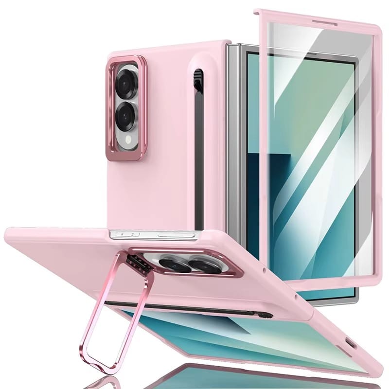 FRATO Z Fold 8 Series Pink S Pen Holder Stand Case for Samsung Galaxy Z Fold 8 | Front Glass &amp; Camera Protection Cover