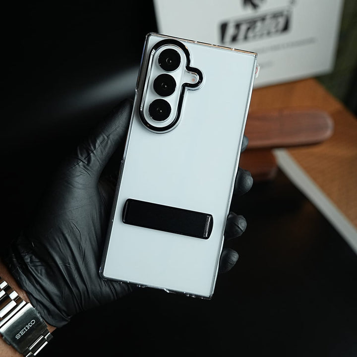 FRATO Z Fold 8 Series Premium Clear Transparent Case for Galaxy Z Fold 8 Ultra| Metal Stand &amp; Camera Protection