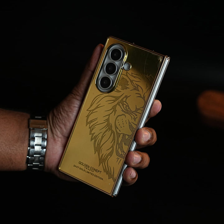 FRATO Z Fold 8 Series Premium Gold Mirror Case for Galaxy Z Fold Series | Printed Design Cover