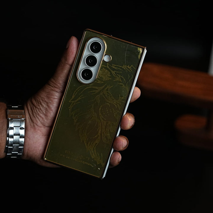FRATO Z Fold 8 Series Premium Gold Mirror Case for Galaxy Z Fold Series | Printed Design Cover