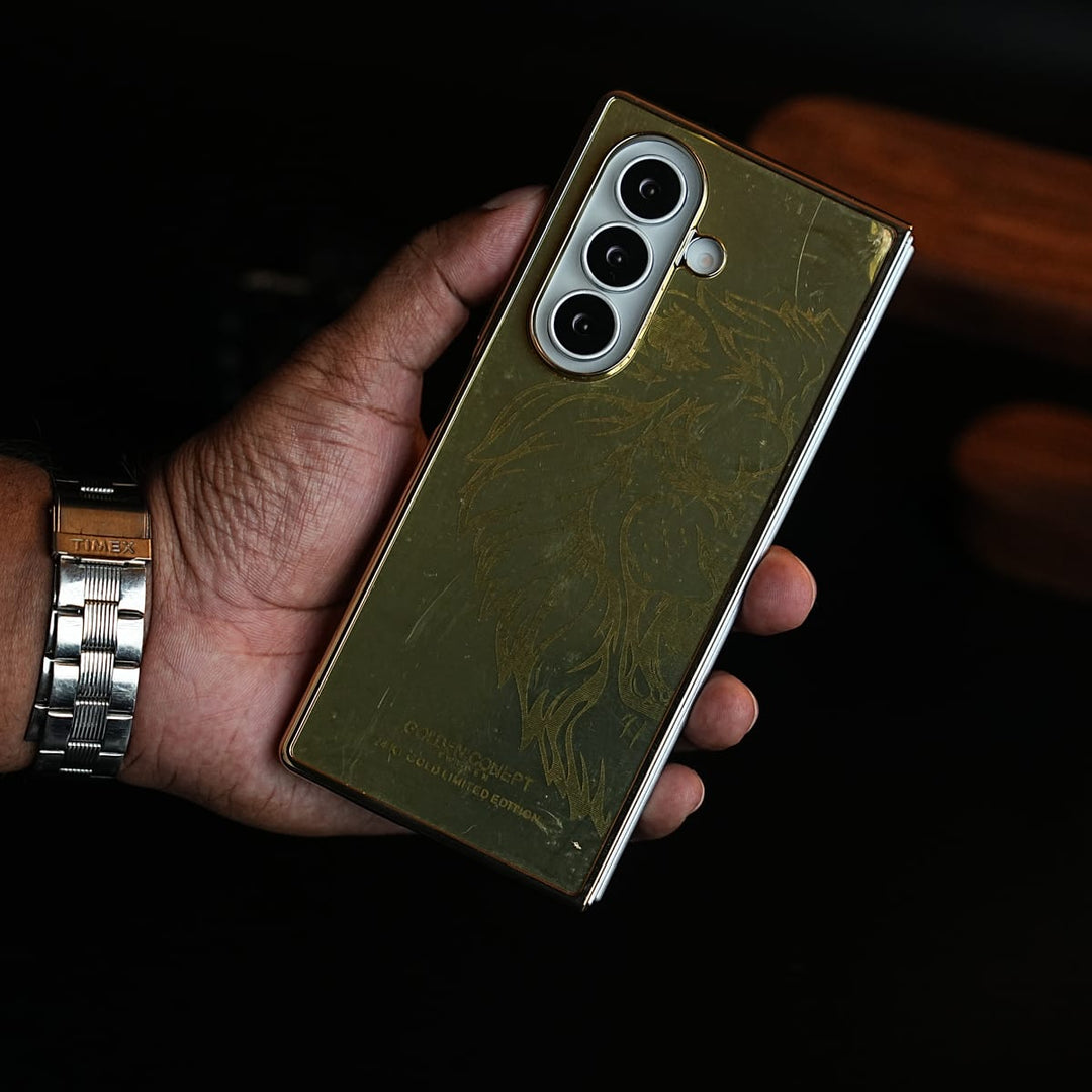 FRATO Z Fold 8 Series Premium Gold Mirror Case for Galaxy Z Fold Series | Printed Design Cover