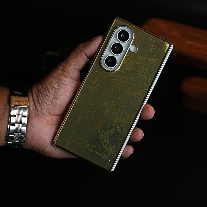 FRATO Z Fold 8 Series Premium Gold Mirror Case for Galaxy Z Fold Series | Printed Design Cover