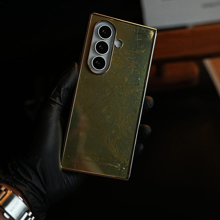 FRATO Z Fold 8 Series Premium Gold Mirror Case for Galaxy Z Fold Series | Printed Design Cover