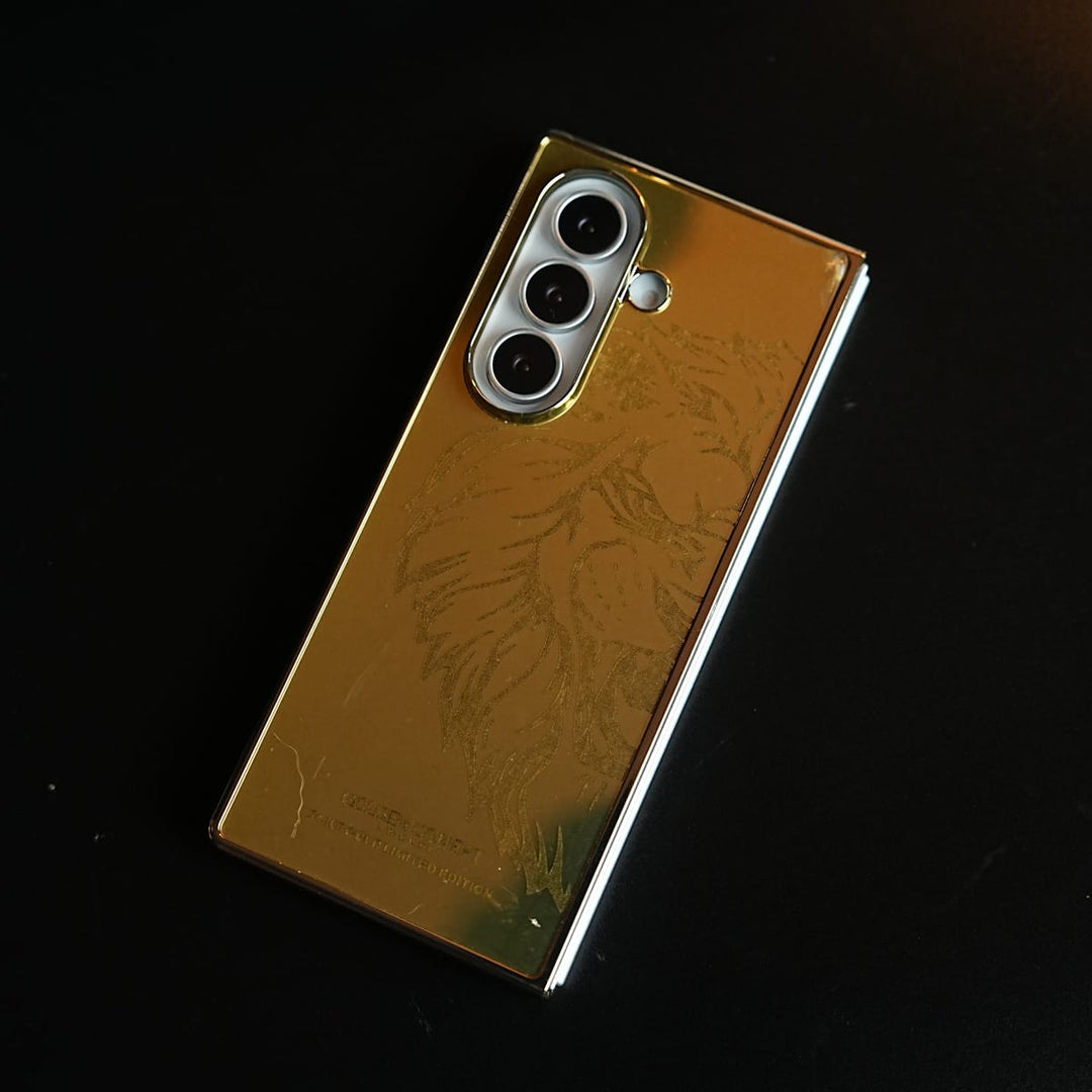 FRATO Z Fold 8 Series Premium Gold Mirror Case for Galaxy Z Fold Series | Printed Design Cover