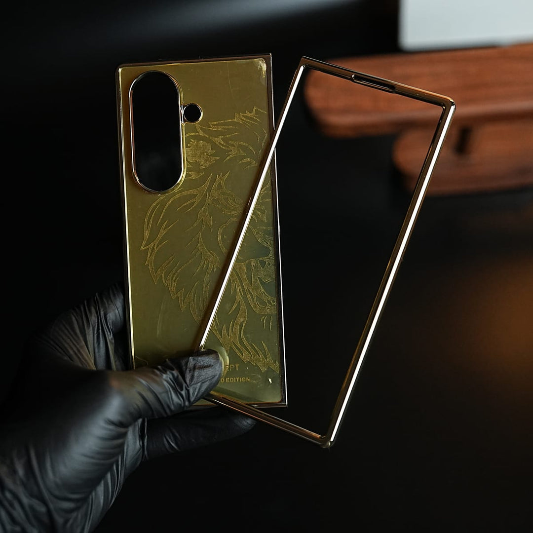 FRATO Z Fold 8 Series Premium Gold Mirror Case for Galaxy Z Fold Series | Printed Design Cover