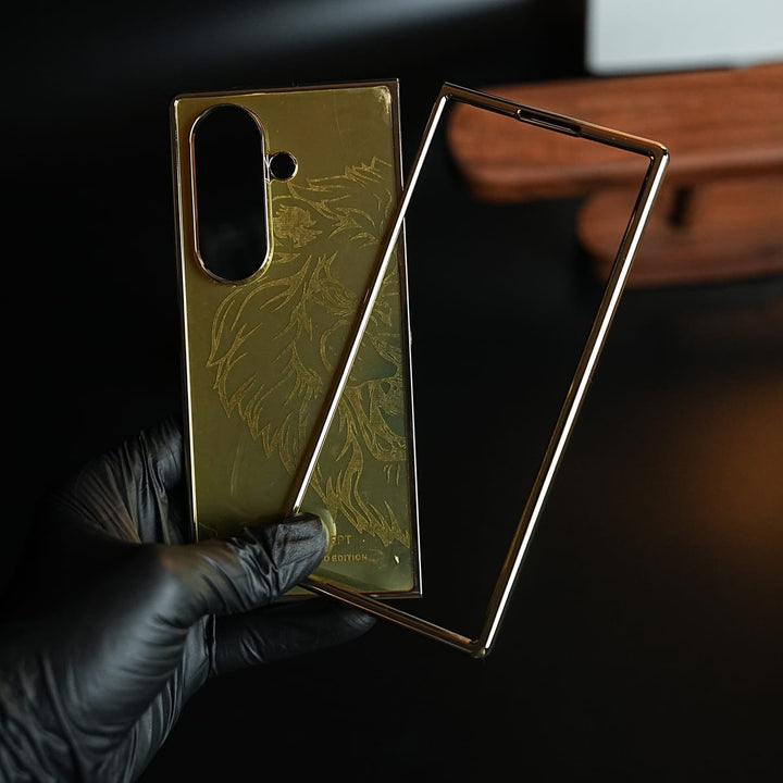 FRATO Z Fold 8 Series Premium Gold Mirror Case for Galaxy Z Fold Series | Printed Design Cover