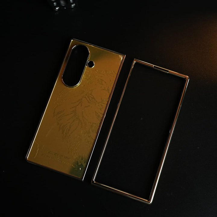 FRATO Z Fold 8 Series Premium Gold Mirror Case for Galaxy Z Fold Series | Printed Design Cover