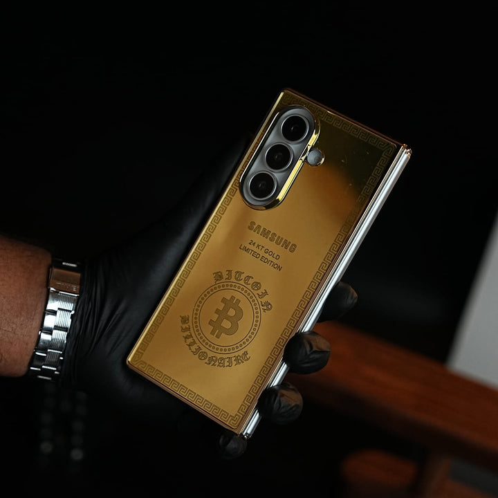 FRATO Z Fold 8 Series Premium Gold Mirror Case for Galaxy Z Fold Series | Printed Design Cover