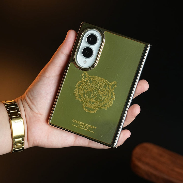 FRATO Z Fold 8 Series Premium Gold Mirror Case for Samsung Galaxy Z Fold 8 | Printed Design Cover