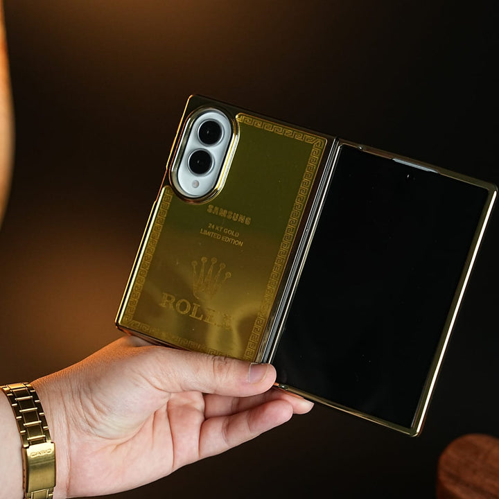 FRATO Z Fold 8 Series Premium Gold Mirror Case for Samsung Galaxy Z Fold 8 | Printed Design Cover