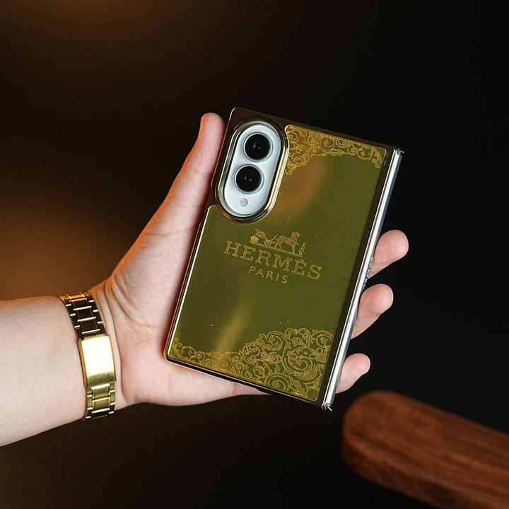 FRATO Z Fold 8 Series Premium Gold Mirror Case for Samsung Galaxy Z Fold 8 | Printed Design Cover