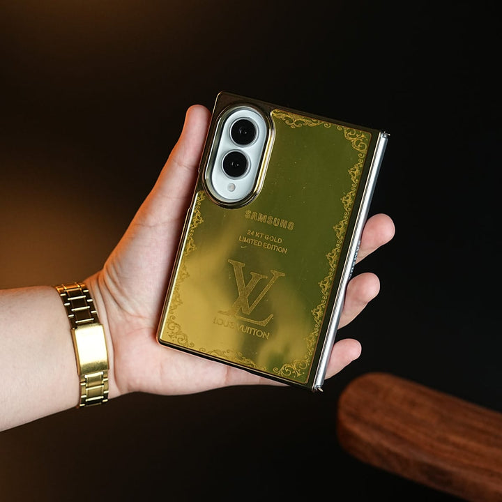 FRATO Z Fold 8 Series Premium Gold Mirror Case for Samsung Galaxy Z Fold 8 | Printed Design Cover